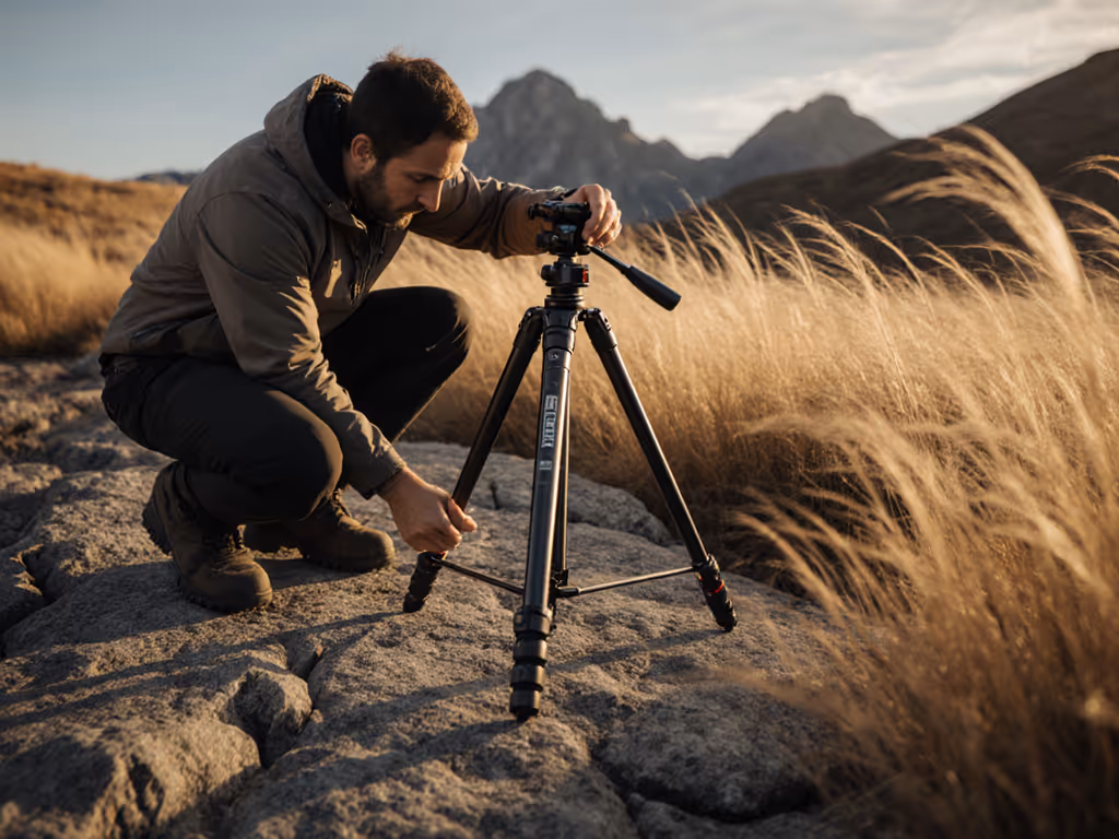 photographer_deploying_tripod_on_rocky_terrain_with_wind-swept_grass